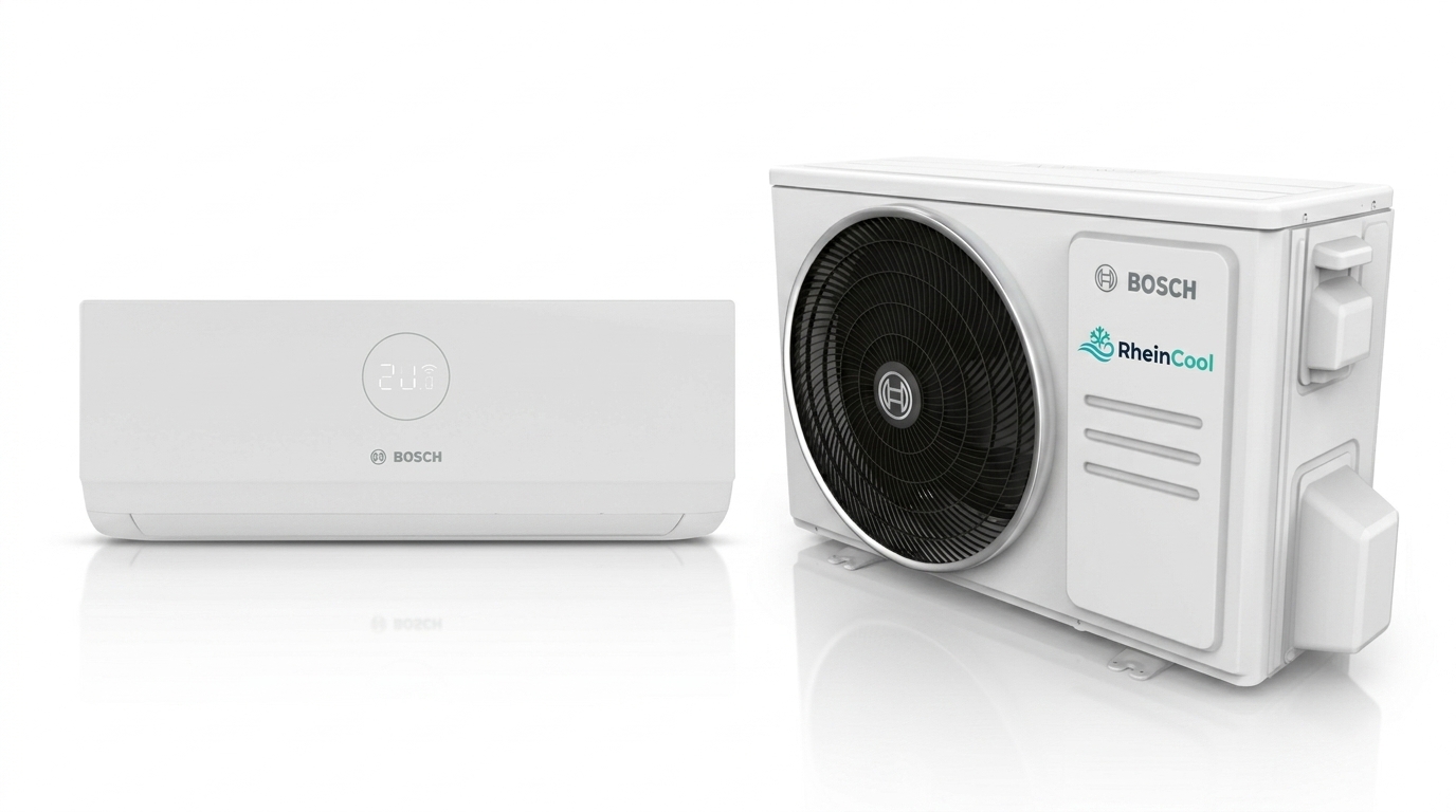 Bosch Split-Klimaanlage mit Innen- und Außengerät – installiert von RheinCool in Düsseldorf